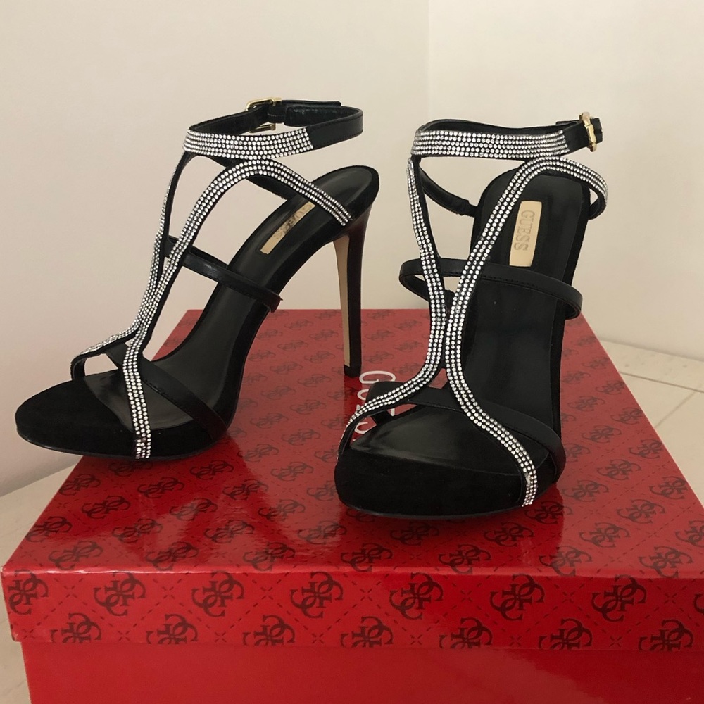 Guess Black Leather Heels
